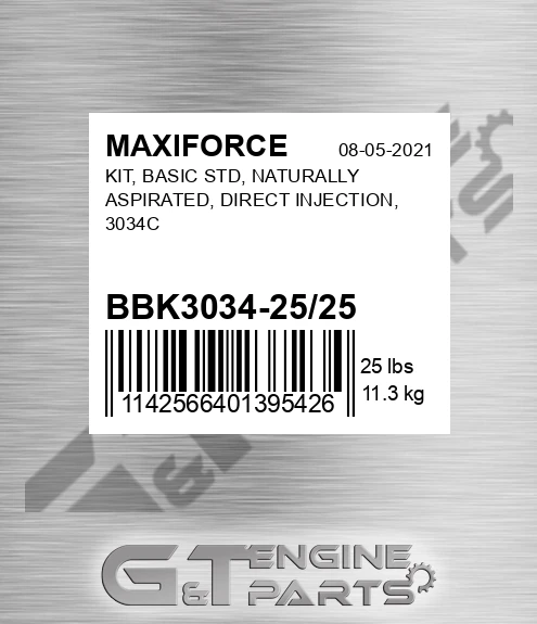 BBK3034-25/25 Kit, Basic Std, Naturally Aspirated, Direct Injection, 3034c