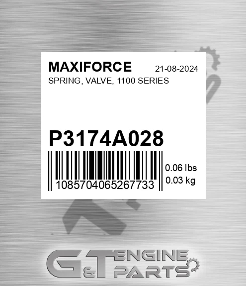 P3174A028 Spring, Valve, 1100 Series for MAXIFORCE