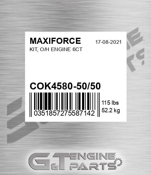 COK4580-50/50 Kit, O/h Engine 6ct for MAXIFORCE
