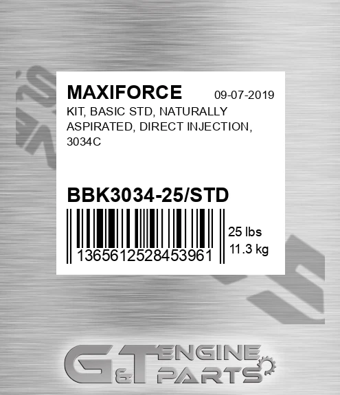 BBK3034-25/STD Kit, Basic Std, Naturally Aspirated, Direct Injection, 3034c