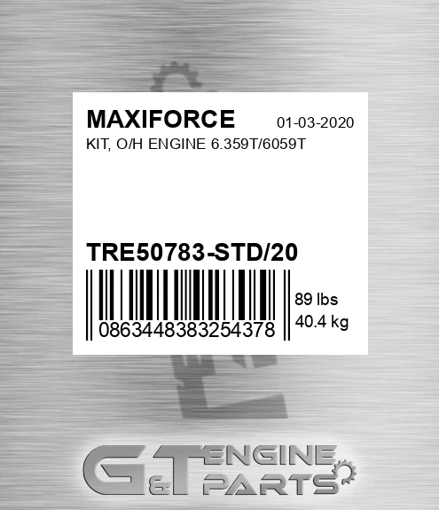 TRE50783-STD/20 Kit, O/h Engine 6.359t/6059t for MAXIFORCE