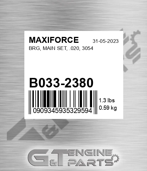 B033-2380 Brg, Main Set, .020, 3054 for MAXIFORCE