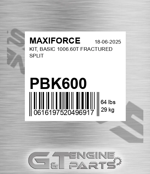 PBK600 Kit, Basic 1006.60t Fractured Split for MAXIFORCE