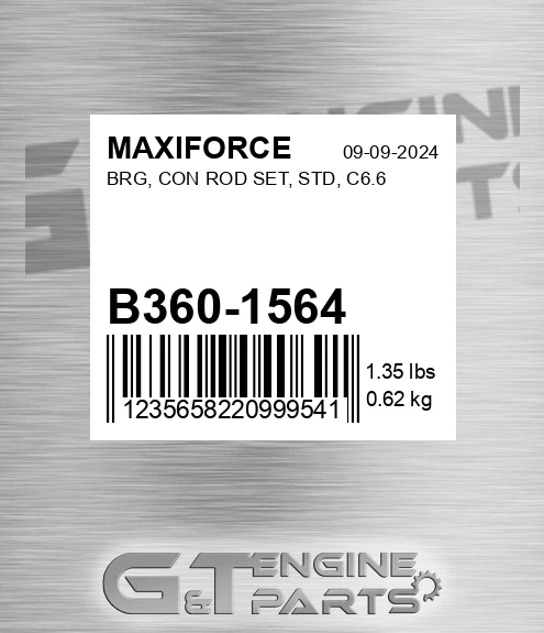 B360-1564 Brg, Con Rod Set, Std, C6.6 for MAXIFORCE