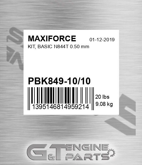PBK849-10/10 Kit, Basic N844t 0.50 Mm for MAXIFORCE