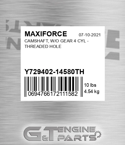 Y729402-14580TH Camshaft, W/o Gear 4 Cyl - Threaded Hole for MAXIFORCE
