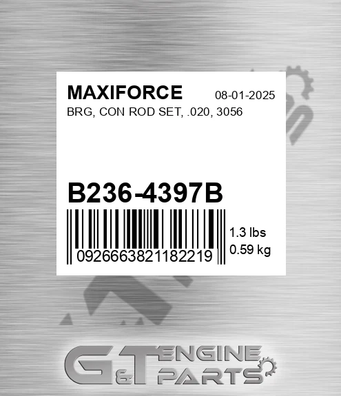 B236-4397B Brg, Con Rod Set, .020, 3056 for MAXIFORCE