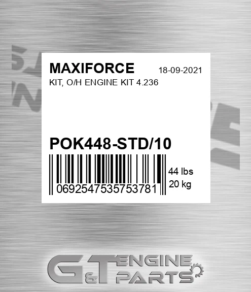 POK448-STD/10 Kit, O/h Engine Kit 4.236 for MAXIFORCE