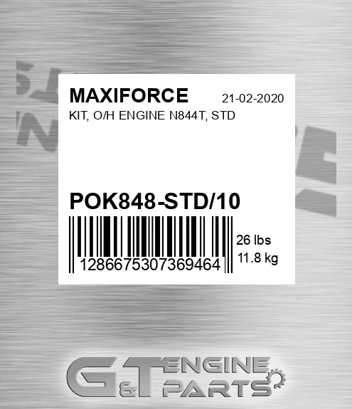 POK848-STD/10 Kit, O/h Engine N844t, Std for MAXIFORCE