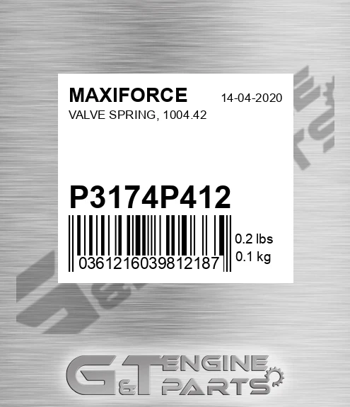 P3174P412 Valve Spring, 1004.42 for MAXIFORCE