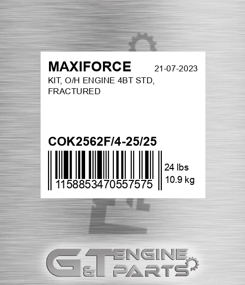 COK2562F/4-25/25 Kit, O/h Engine 4bt Std, Fractured for MAXIFORCE