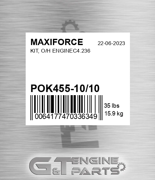 POK455-10/10 Kit, O/h Enginec4.236 for MAXIFORCE