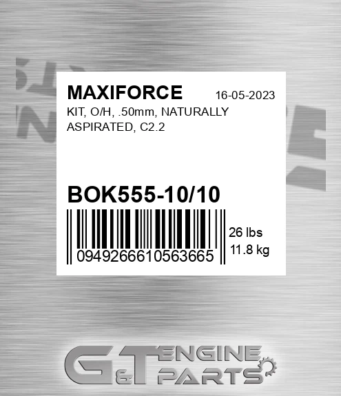 BOK555-10/10 Kit, O/h, .50mm, Naturally Aspirated, C2.2 for MAXIFORCE