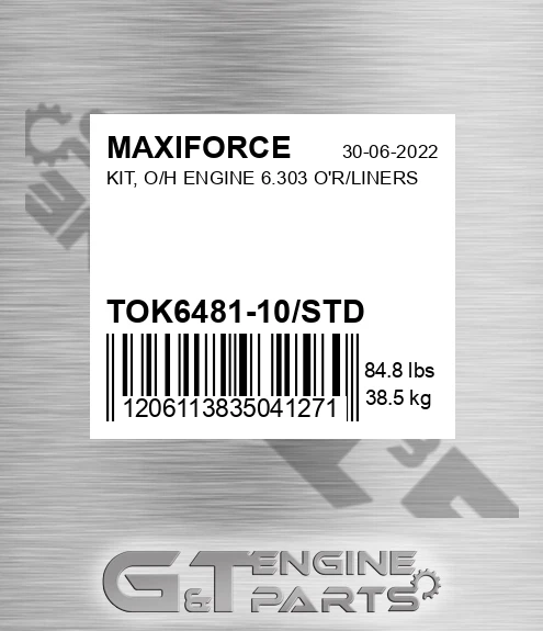 TOK6481-10/STD Kit, O/h Engine 6.303 O'r/liners for MAXIFORCE