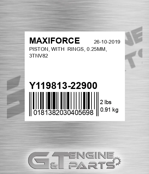 Y119813-22900 Piston, With Rings, 0.25mm, 3tnv82 for MAXIFORCE