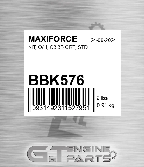 BBK576 Kit, O/h, C3.3b Crt, Std for MAXIFORCE