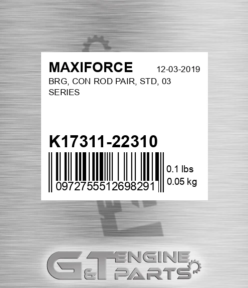 K17311-22310 Brg, Con Rod Pair, Std, 03 Series for MAXIFORCE