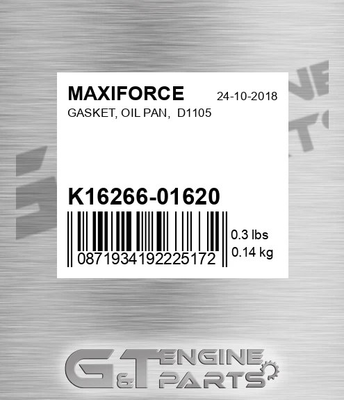K16266-01620 Gasket, Oil Pan, D1105 for MAXIFORCE