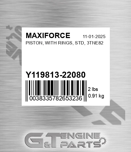 Y119813-22080 Piston, With Rings, Std, 3tne82 for MAXIFORCE