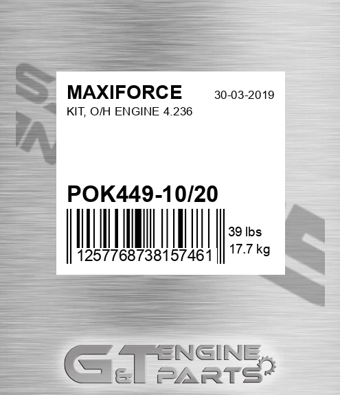 POK449-10/20 Kit, O/h Engine 4.236 for MAXIFORCE