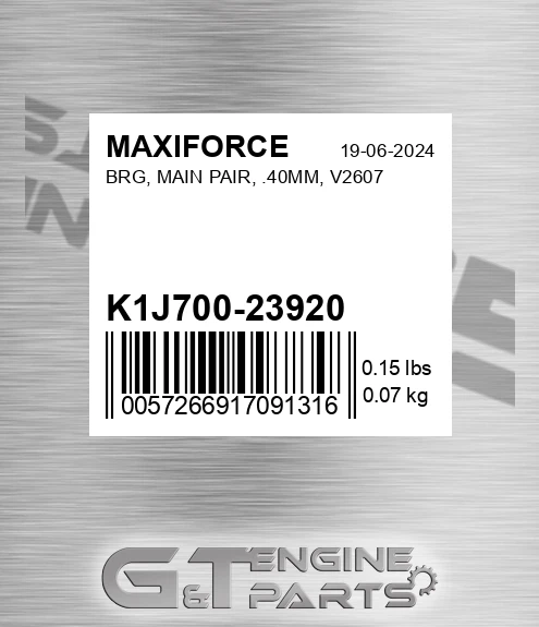 K1J700-23920 Brg, Main Pair, .40mm, V2607 for MAXIFORCE