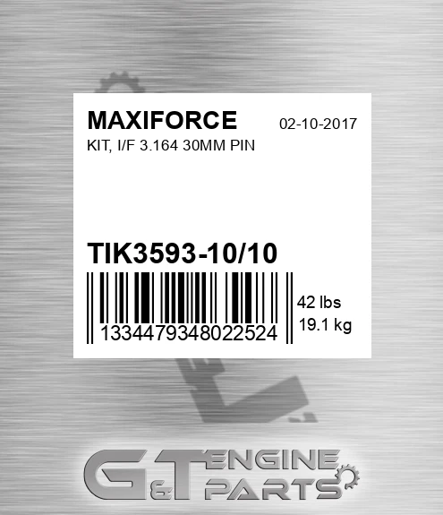 TIK3593-10/10 Kit, I/f 3.164 30mm Pin for MAXIFORCE