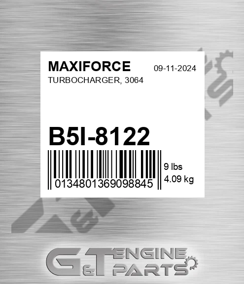 B5I-8122 Turbocharger, 3064 for MAXIFORCE