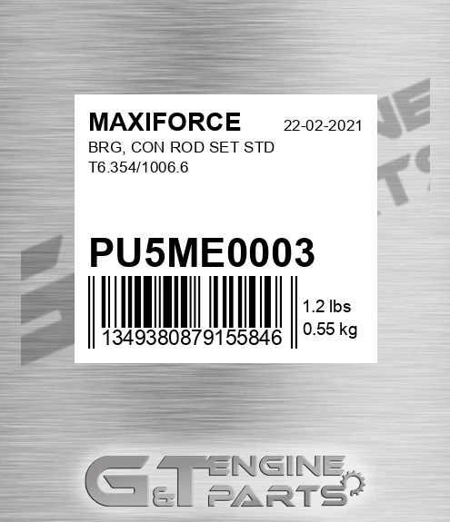 PU5ME0003 Brg, Con Rod Set Std T6.354/1006.6 for MAXIFORCE