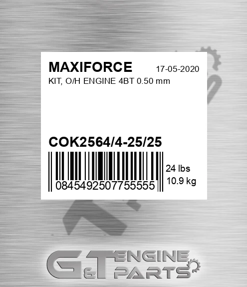 COK2564/4-25/25 Kit, O/h Engine 4bt 0.50 Mm for MAXIFORCE