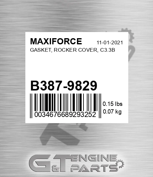 B387-9829 Gasket, Rocker Cover, C3.3b for MAXIFORCE