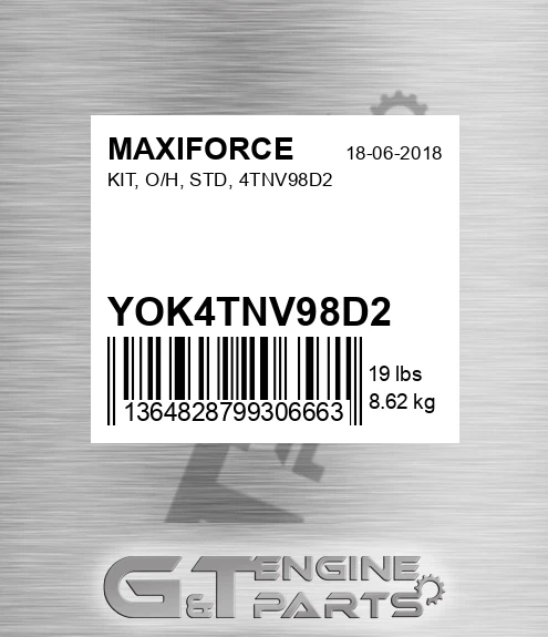YOK4TNV98D2 Kit, O/h, Std, 4tnv98d2 for MAXIFORCE