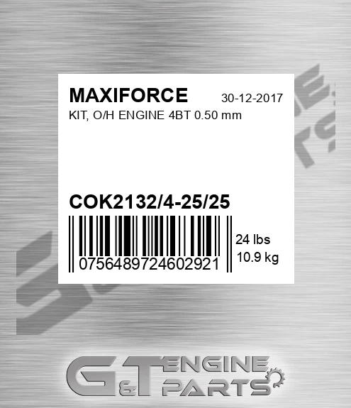 COK2132/4-25/25 Kit, O/h Engine 4bt 0.50 Mm for MAXIFORCE