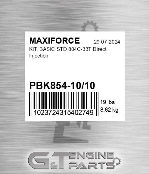 PBK854-10/10 Kit, Basic Std 804c-33t Direct Injection for MAXIFORCE
