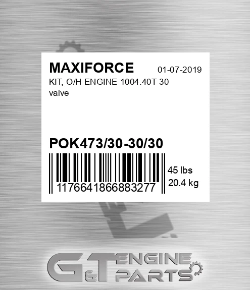 POK473/30-30/30 Kit, O/h Engine 1004.40t 30 Valve for MAXIFORCE