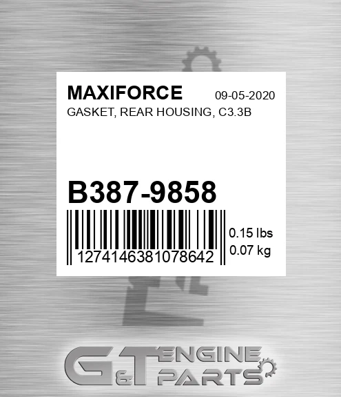 B387-9858 Gasket, Rear Housing, C3.3b for MAXIFORCE