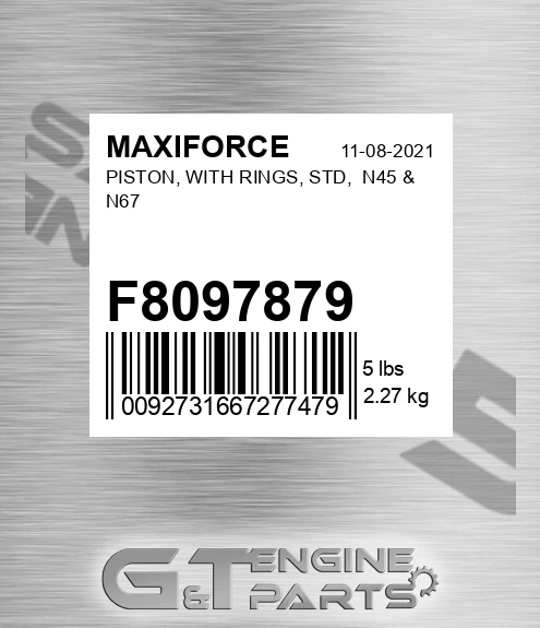 F8097879 Piston, With Rings, Std, N45 & N67 for MAXIFORCE