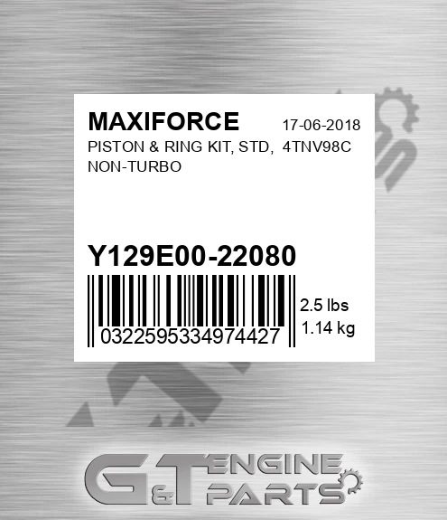 Y129E00-22080 Piston & Ring Kit, Std, 4tnv98c Non-turbo for MAXIFORCE