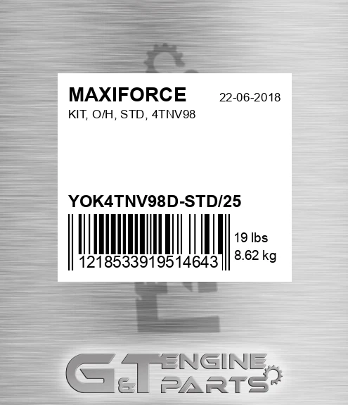 YOK4TNV98D-STD/25 Kit, O/h, Std, 4tnv98 for MAXIFORCE