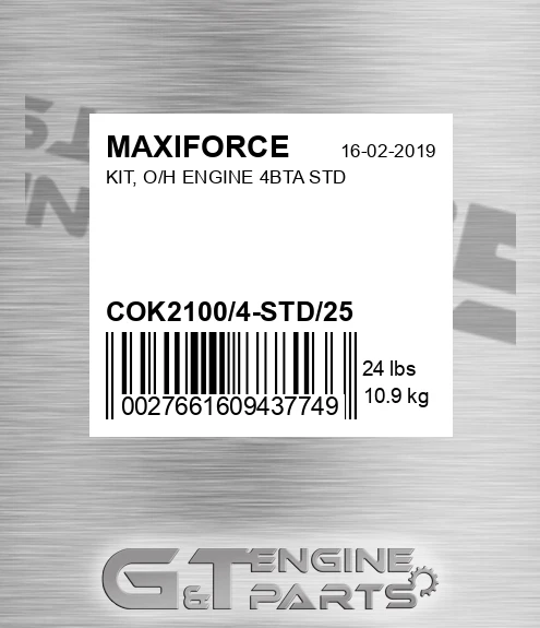 COK2100/4-STD/25 Kit, O/h Engine 4bta Std for MAXIFORCE