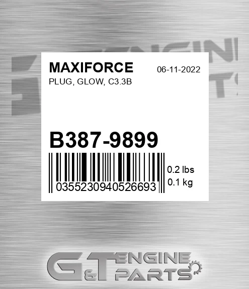 B387-9899 Plug, Glow, C3.3b for MAXIFORCE