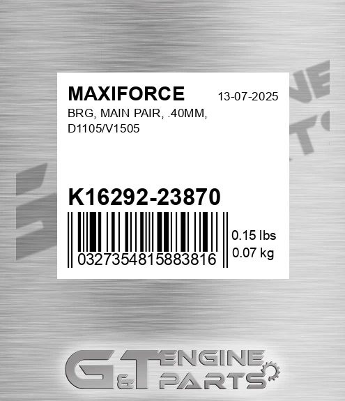 K16292-23870 Brg, Main Pair, .40mm, D1105/v1505 for MAXIFORCE