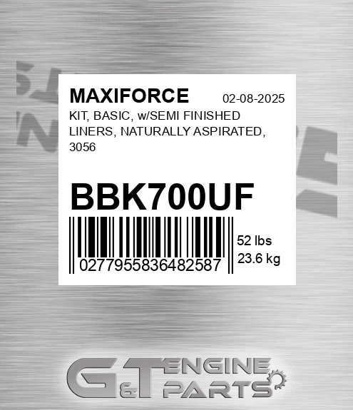 BBK700UF Kit, Basic, W/semi Finished Liners, Naturally Aspirated, 3056 for MAXIFORCE