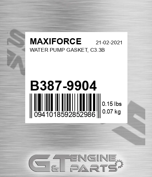 B387-9904 Water Pump Gasket, C3.3b for MAXIFORCE