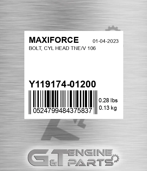 Y119174-01200 Bolt, Cyl Head Tne/v 106 for MAXIFORCE