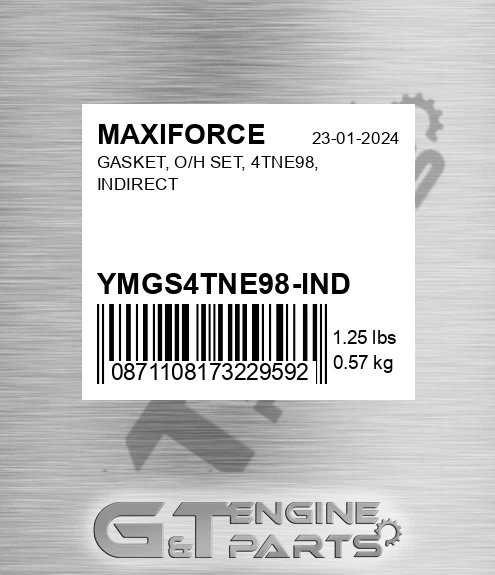 YMGS4TNE98-IND Gasket, O/h Set, 4tne98, Indirect for MAXIFORCE