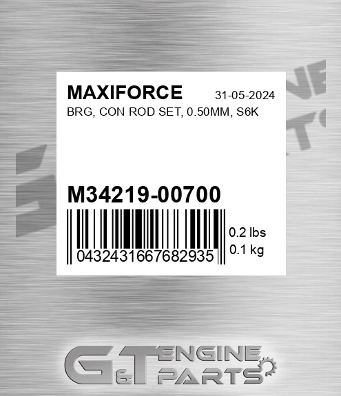 M34219-00700 Brg, Con Rod Set, 0.50mm, S6k for MAXIFORCE
