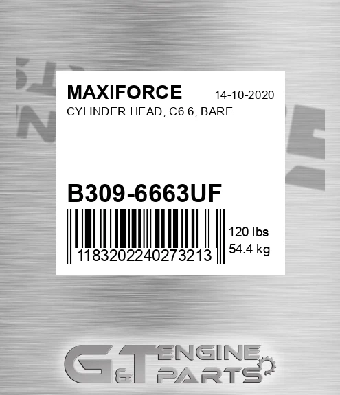 B309-6663UF Cylinder Head, C6.6, Bare for MAXIFORCE