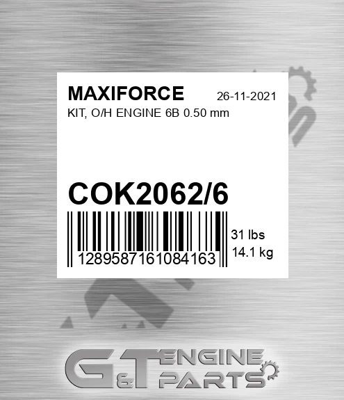 COK2062/6 Kit, O/h Engine 6b 0.50 Mm for MAXIFORCE