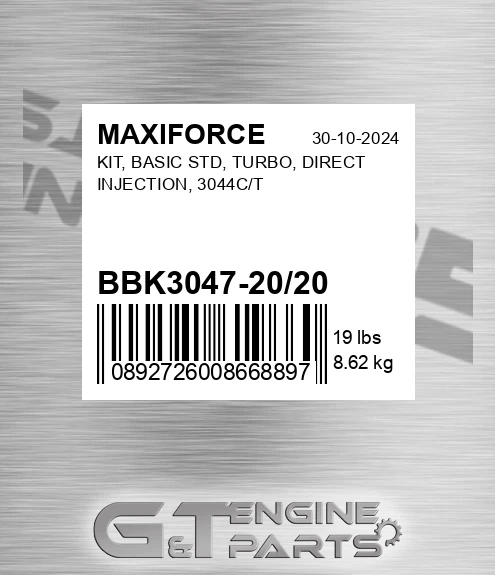 BBK3047-20/20 Kit, Basic Std, Turbo, Direct Injection, 3044c/t for MAXIFORCE