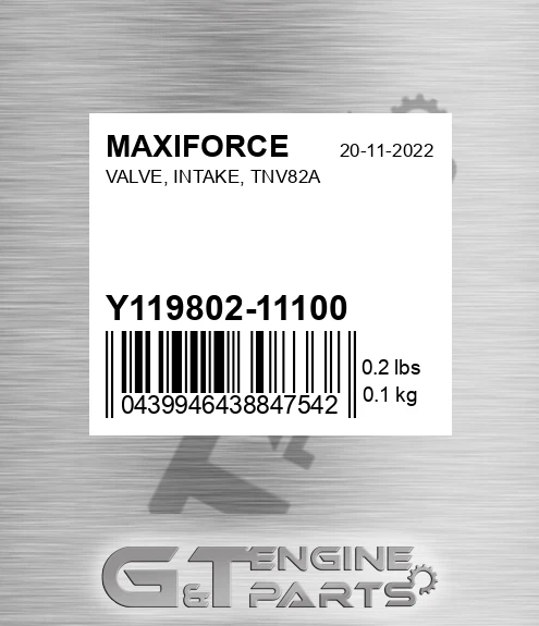 Y119802-11100 Valve, Intake, Tnv82a for MAXIFORCE